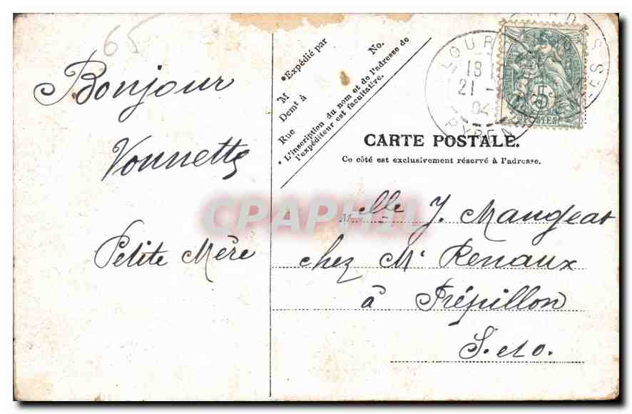 CPA Lourdes le Calvaire Ier Station  — Verso