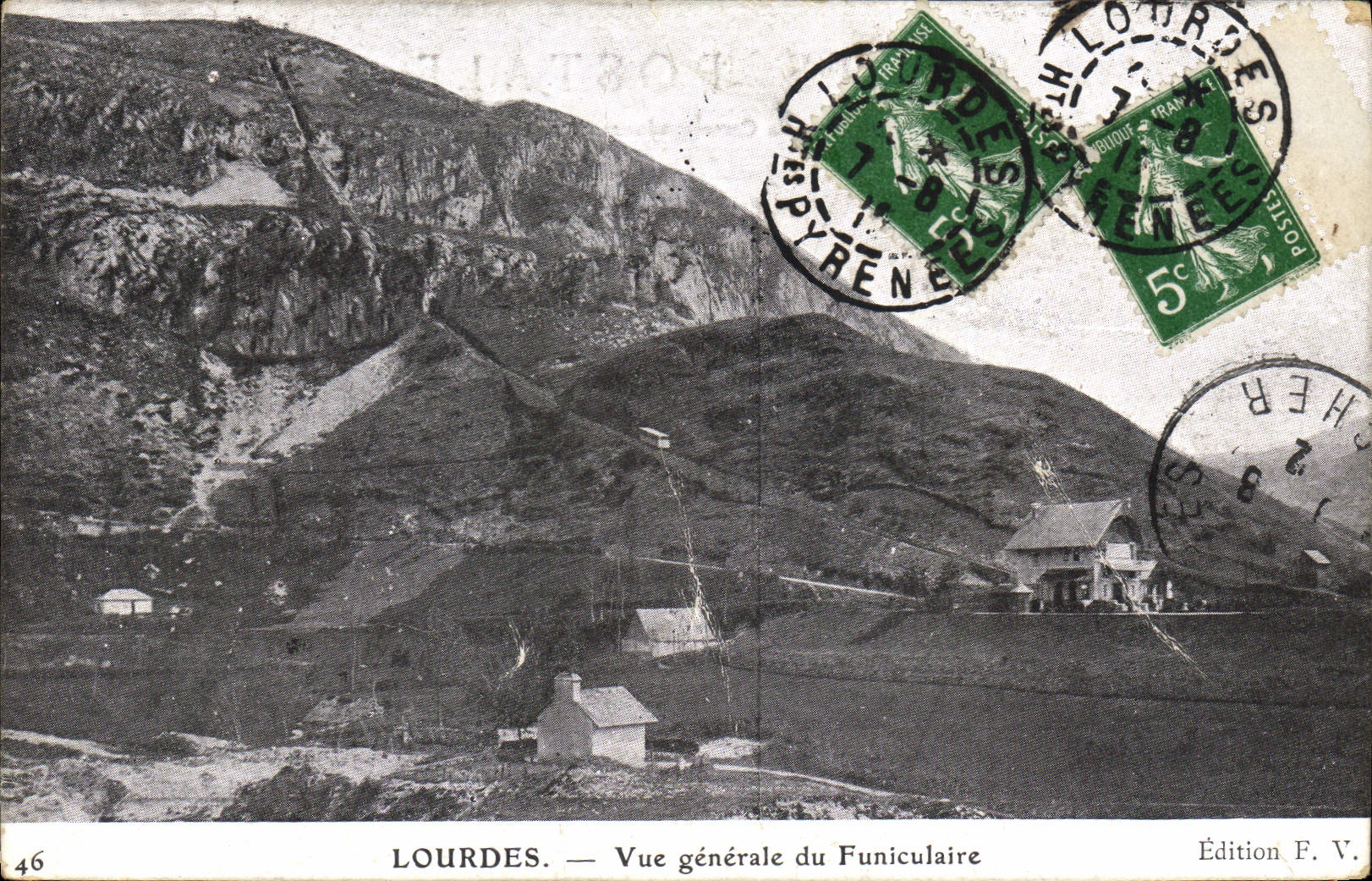 CPA Lourdes vue generale du Funiculaire 