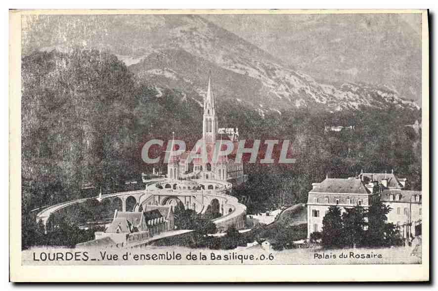 Lourdes — Panoramablick auf die Basilika und das Palais du Rosaire — Verlag des Palais du Rosaire