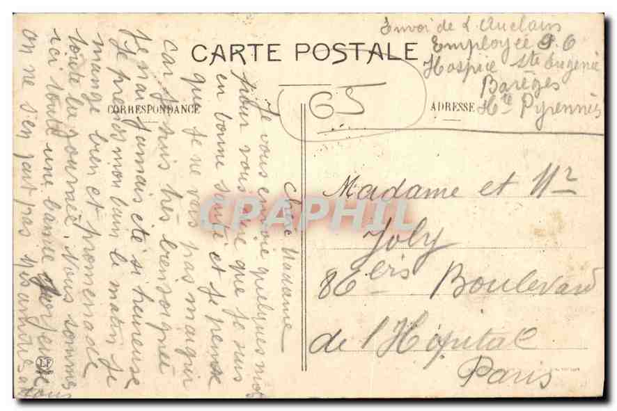 CPA Les Hautes Pyrenees Pont de Sere pres Barges Vallee du Bastan  — Rückseite