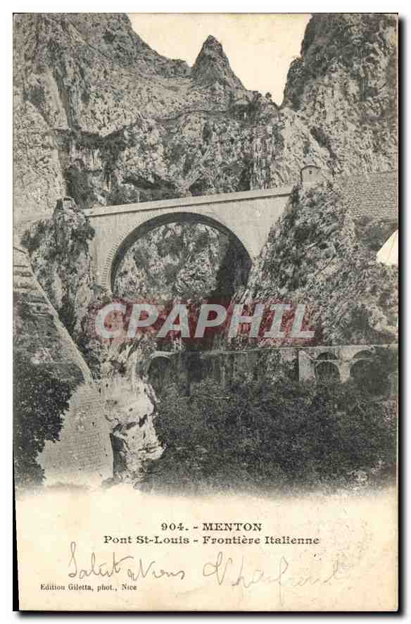 CPA Menton Pont St Louis Frontiere Italienne 