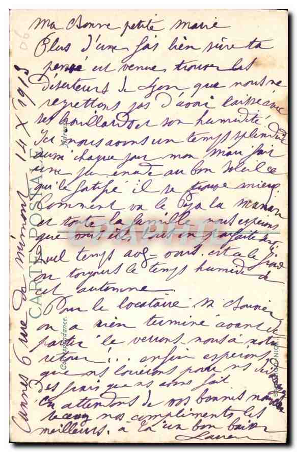 CPA Cannes Vue generale prise de la Croisette  — Rückseite