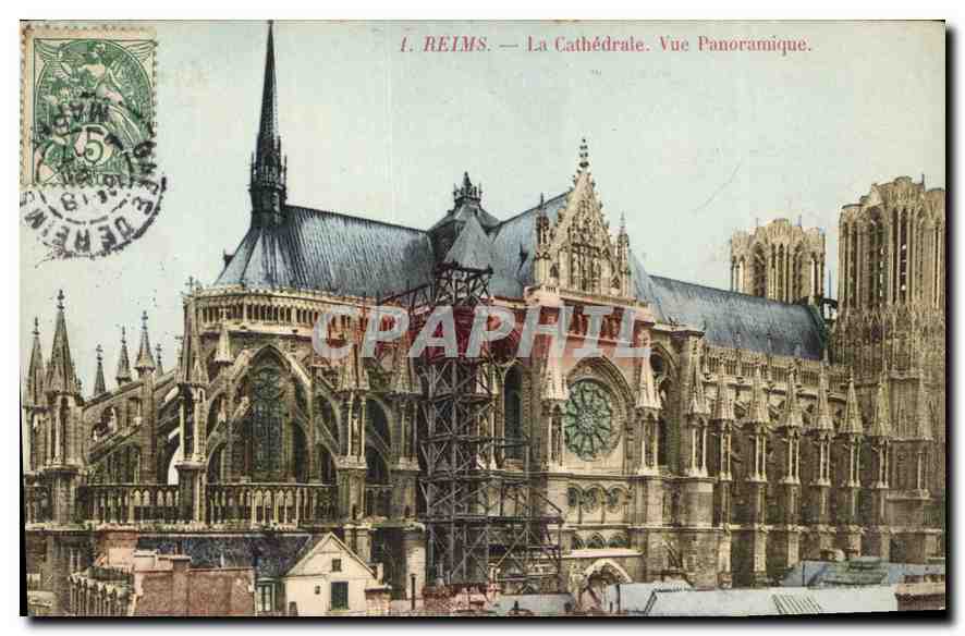 Reims — La Cathédrale. Vue Panoramique. — Éditeur I. REIMS, n° 1