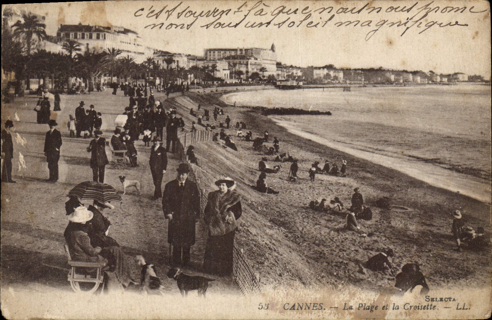 CANNES — La Plage et la Croisette — Selecta — LL. — N°53
