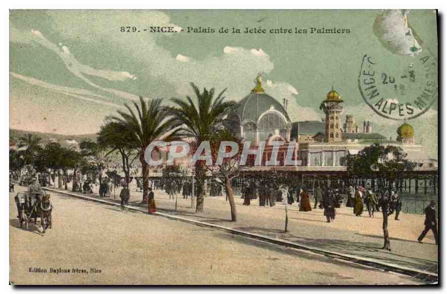 CPA Nice Palais de la Jetee entre les Palmiers 