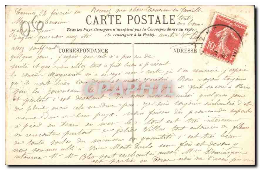 CPA Cannes le Square Brougham  — Rückseite