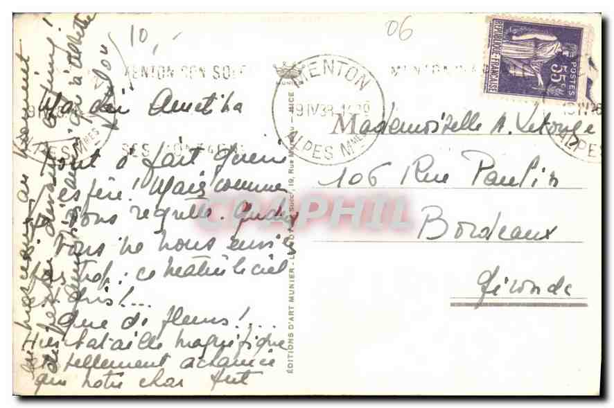 Menton — Baie de Garavan et Frontière Italienne — Photo Munier — Reverso