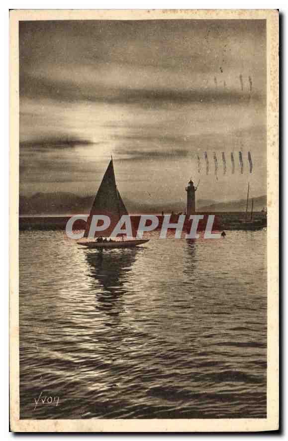 CPA Cote d'Azur Cannes Alpes Maritimes Coucher de Soleil 