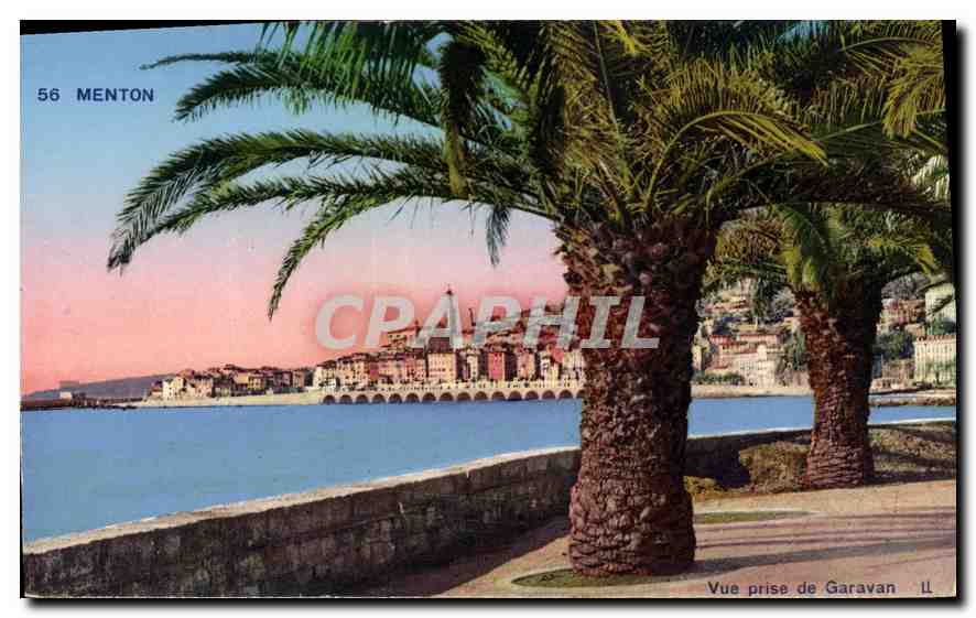 CPA Menton vue prise de Garavan 