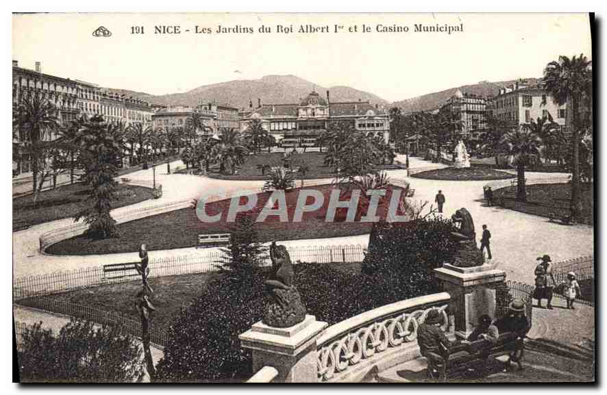 CPA Nice Les Jardins du Roi Alberts Ier et le Casino Municipal 