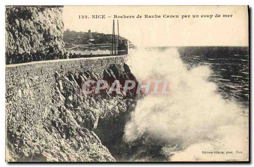 CPA Nice Rochers de Rauba Capeu par un Coup de Mer 