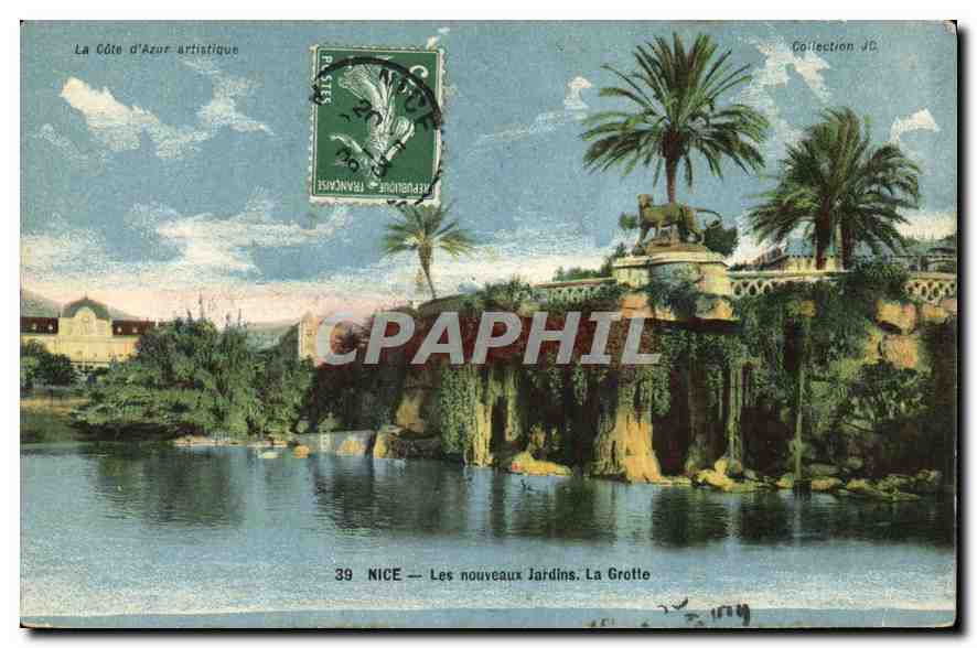 CPA La Cote d'Azur artistique Nice les Nouveaux Jardins la Grotte 