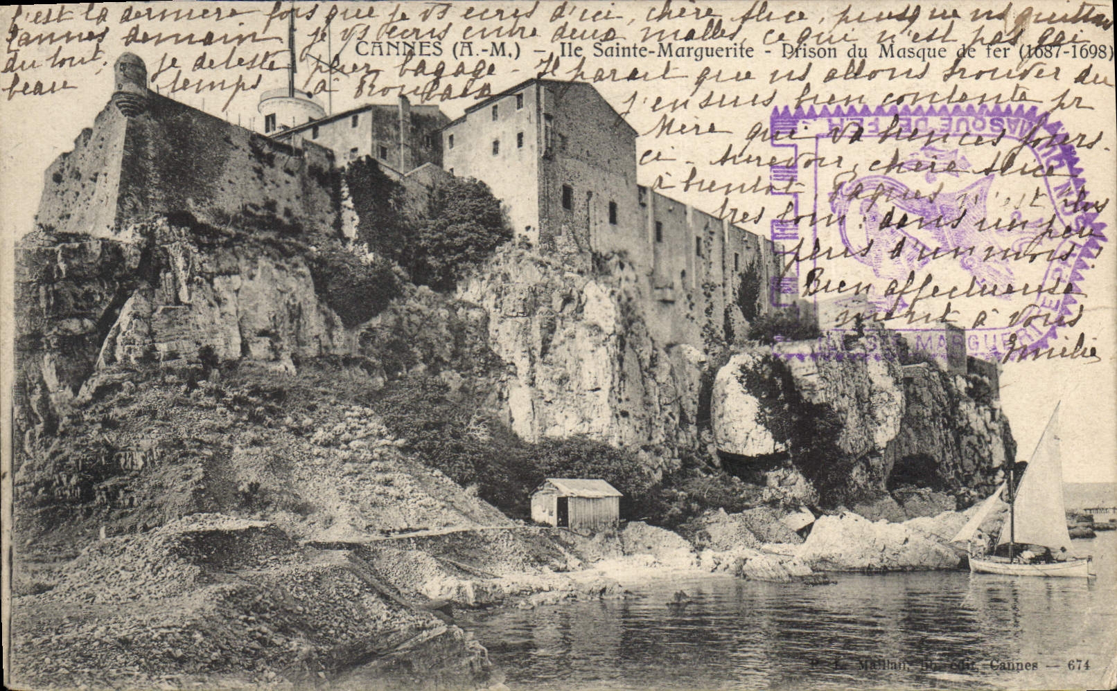 Cannes (A.M.) - Île Sainte-Marguerite - Prison du Masque de fer (1687-1698) — Éditeur : P. J. Millian, Cannes — N° 674