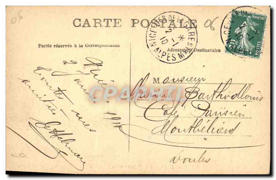 CPA Nice l'Allee des Palmiers au Chateau  — Rückseite