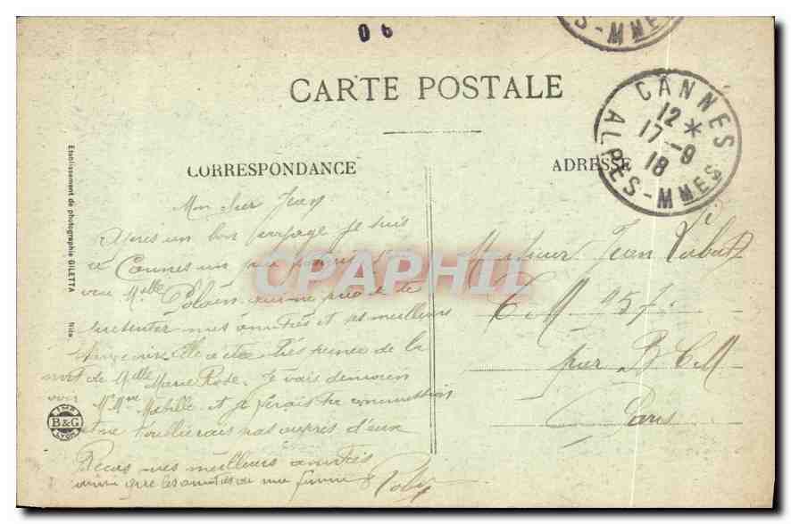 CANNES — Coucher de Soleil sur l'Estérel — Éditeur Giletta, n° 531 — Reverso