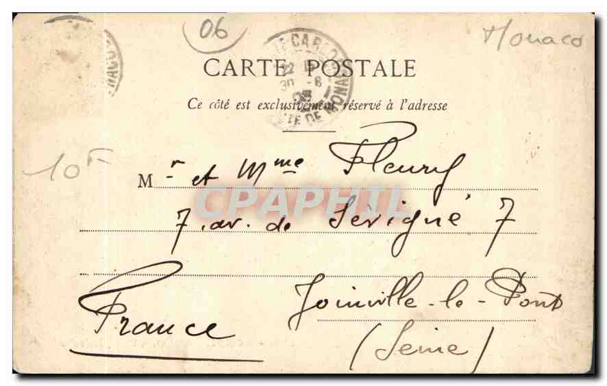 CPA Monte Carlo vue generale  — Rückseite
