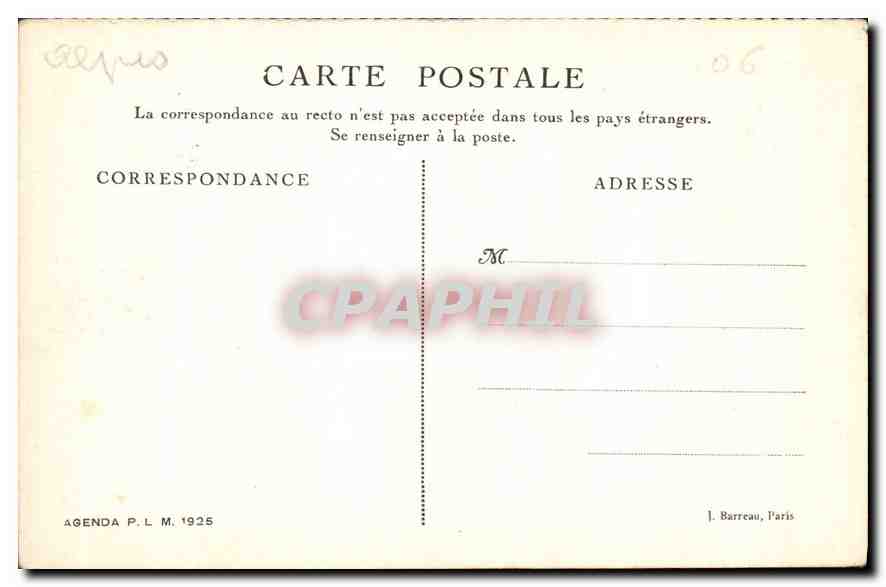 CPA Agenda PLM 1926 Village d'Entraunes entre Nice et Barcelonnette  — Rückseite