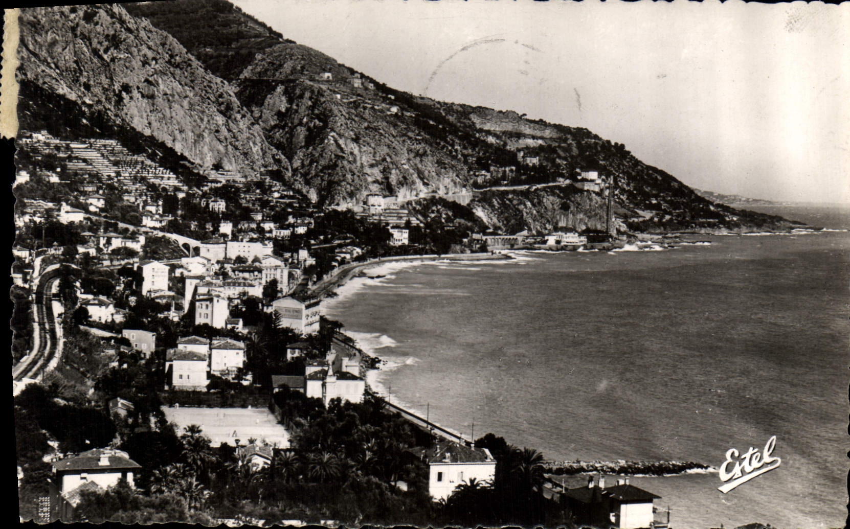 Ansicht der Bucht von Garavan und der italienischen Grenze — Menton — Verlag Estel, Nr. 1756