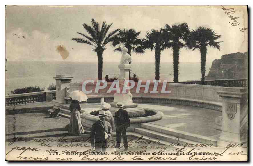 CPA Monte Carlo les Terrasses et Monument de Berlioz 