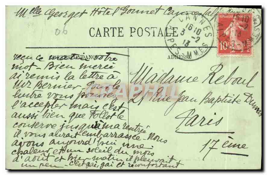 Cannes — Ansicht der Croisette und des Mont-Chevalier — LL — Rückseite