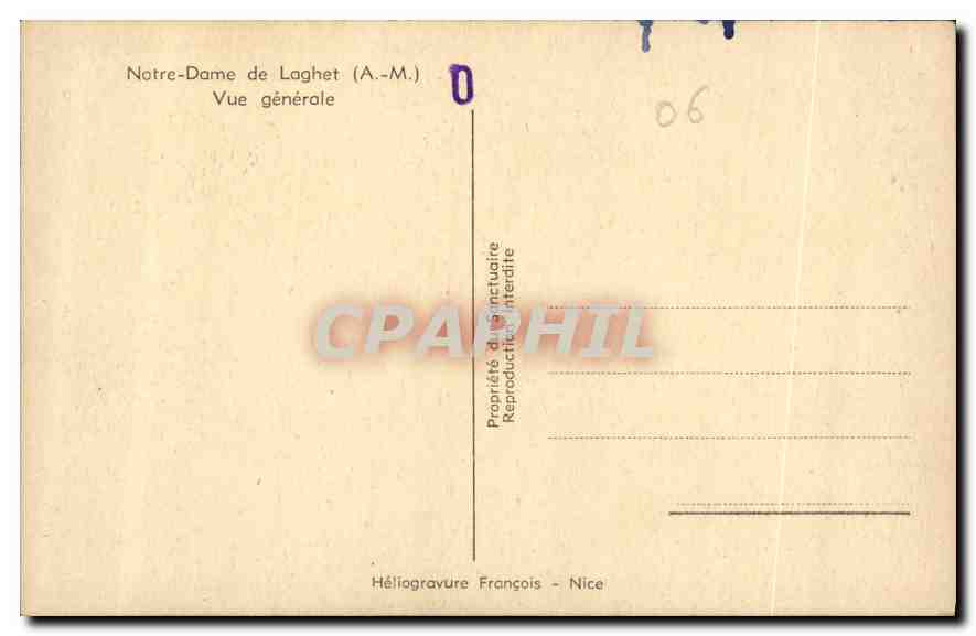 Notre-Dame de Laghet — Vue générale — Héliogravure François - Nice — Achterkant