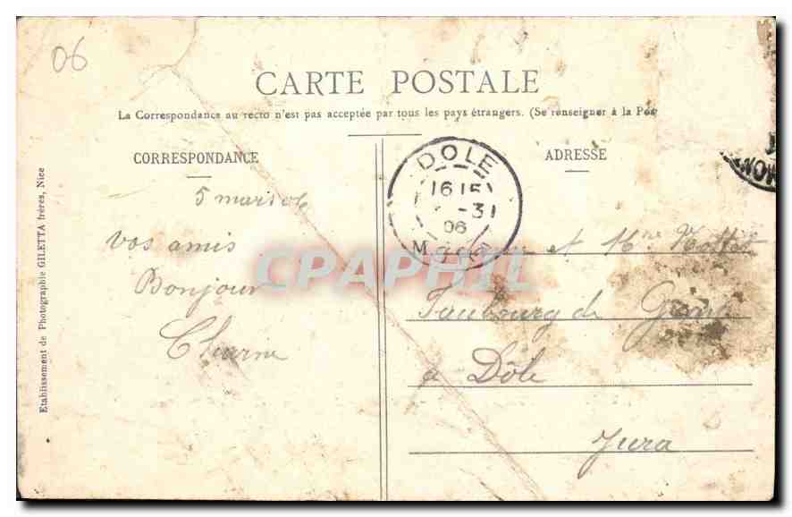CPA Collection Artistique Monte Carlo Casino Jardins Cafe de Paris  — Rückseite