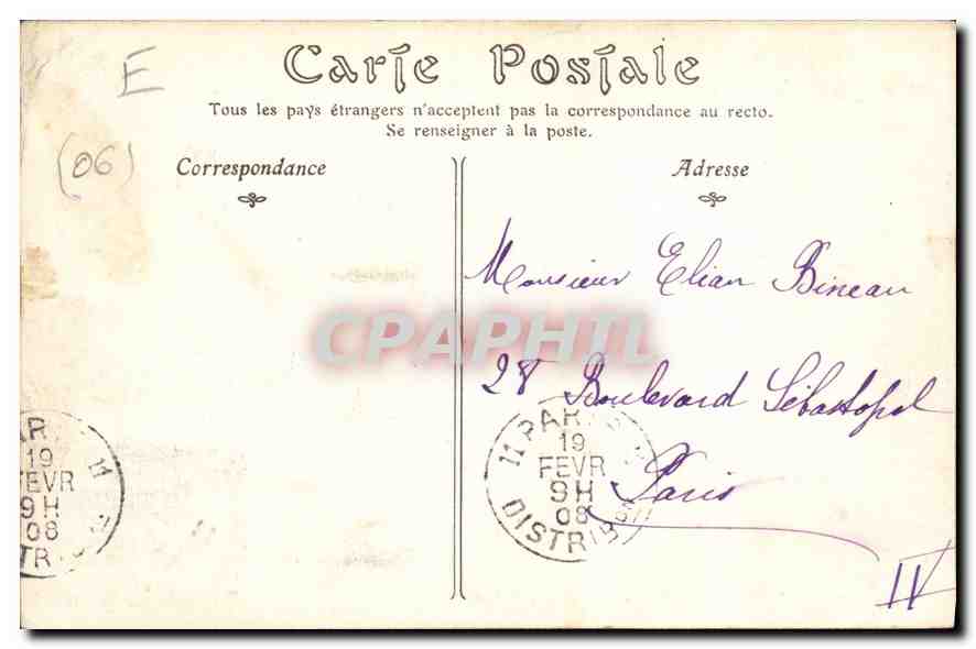 CPA Nice les Palmiers du Jardin Public  — Rückseite