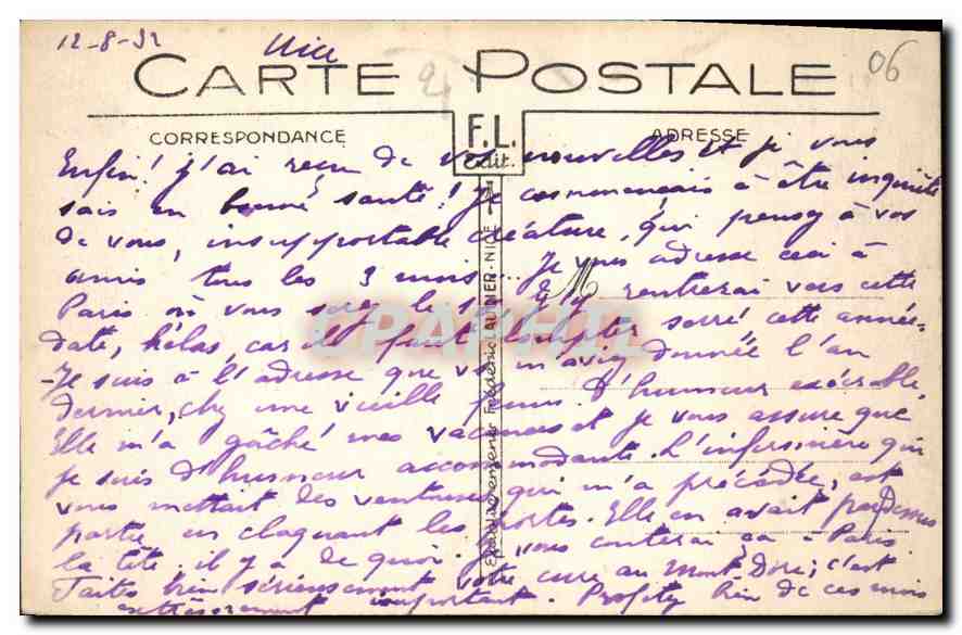 CPA Nice A M la Grotte des Jardins Albert Ier et le Casino Municipal  — Rückseite