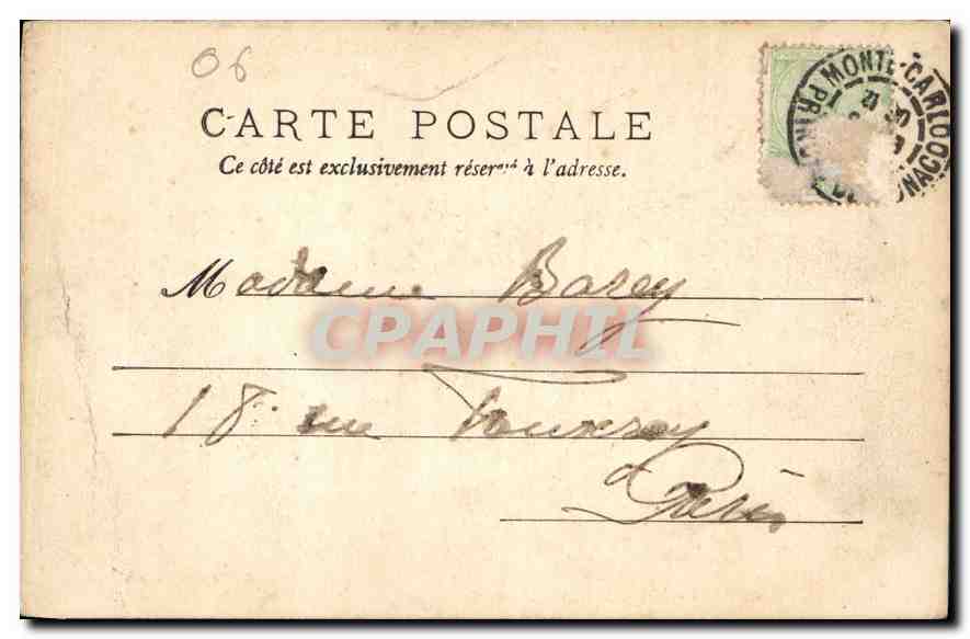 CPA Monte Carlo Loge Salle des concert  — Rückseite