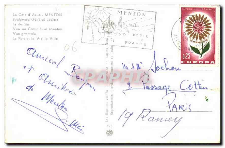 Menton — Vue générale — Éditions exilées — Rückseite