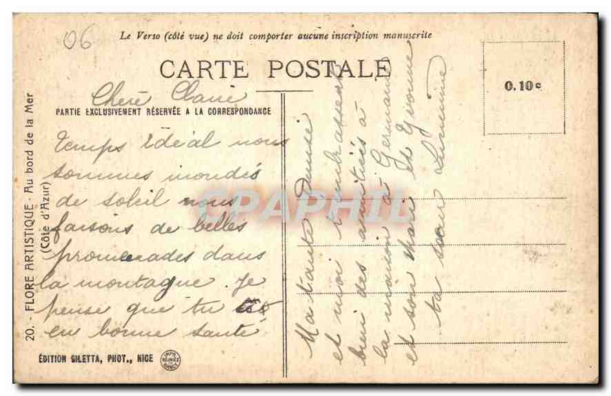 CPA Flore Artistique Au bord de la Mer  — Rückseite