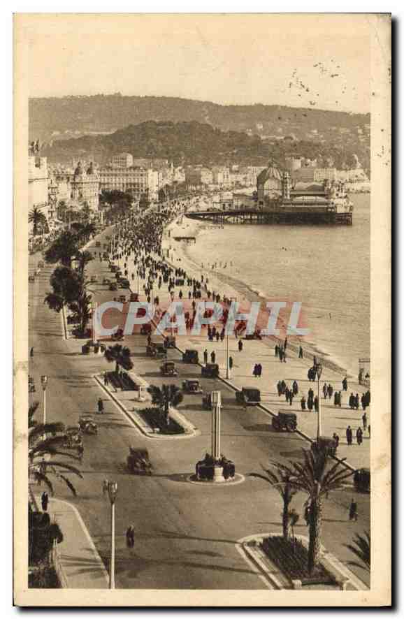 CPA Cote d'Azur Nice Vue d'Ensemble de la Promenade 