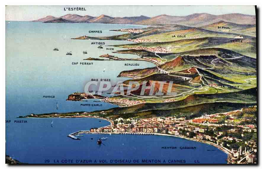 CPA La Cote d'Azur a vol d'Oiseau de Menton a Cannes 