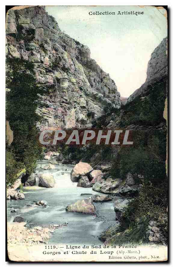 Gorges et Chute du Loup — Ligne du Sud de la France — Édition Giletta, phot. Nice, n° 1119