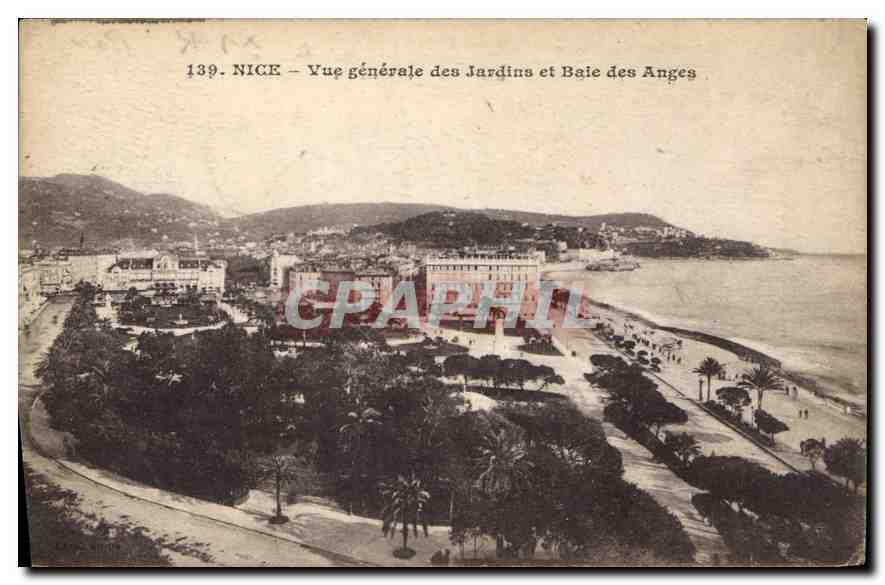 CPA Nice Vue generale des Jardins et Baie des Anges 