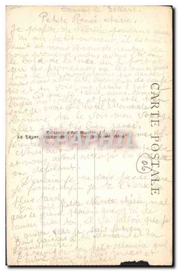 CPA Cannes les Hotels et la Plage  — Verso