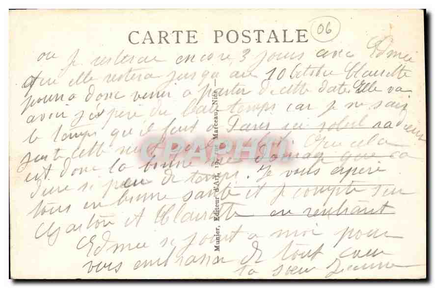 CPA Nice le Quai des Etats Unis et les Ponchettes  — Rückseite
