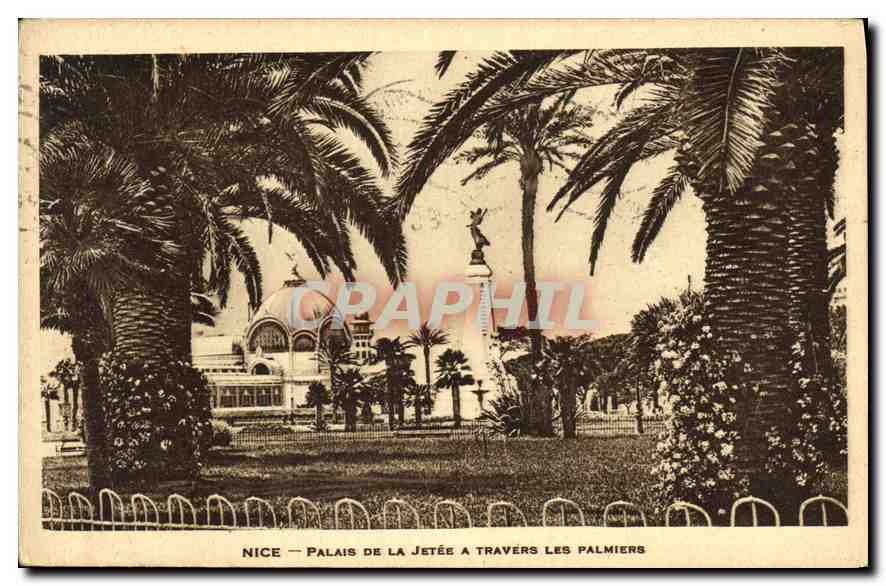 CPA Nice Palais de la Jetee a travers les Palmiers 