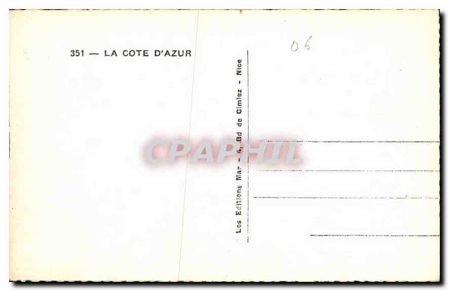 CPA La Cote d'Azur  — Rückseite