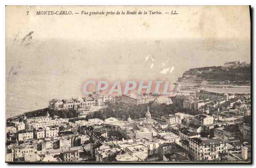 Monte-Carlo — Vue générale prise de la Route de la Turbie — LL.