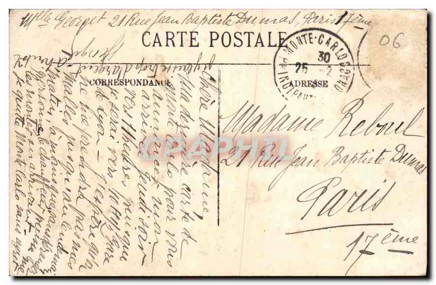 Monte-Carlo — Vue générale prise de la Route de la Turbie — LL. — Verso