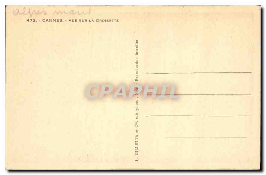 Cannes — Vue sur la Croisette — L. Gilletta et Cie — Reverso