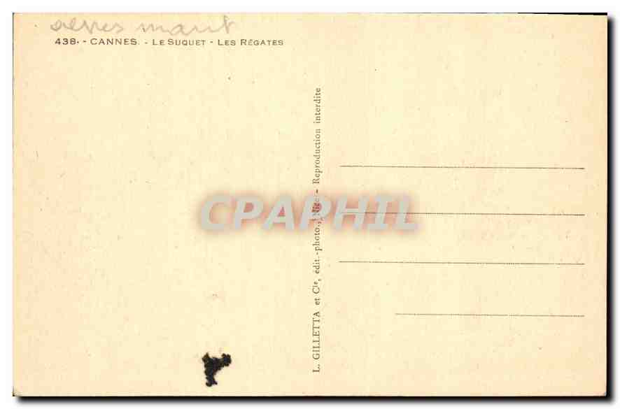 CPA Cannes le Suquet les Regates Bateaux — Rückseite