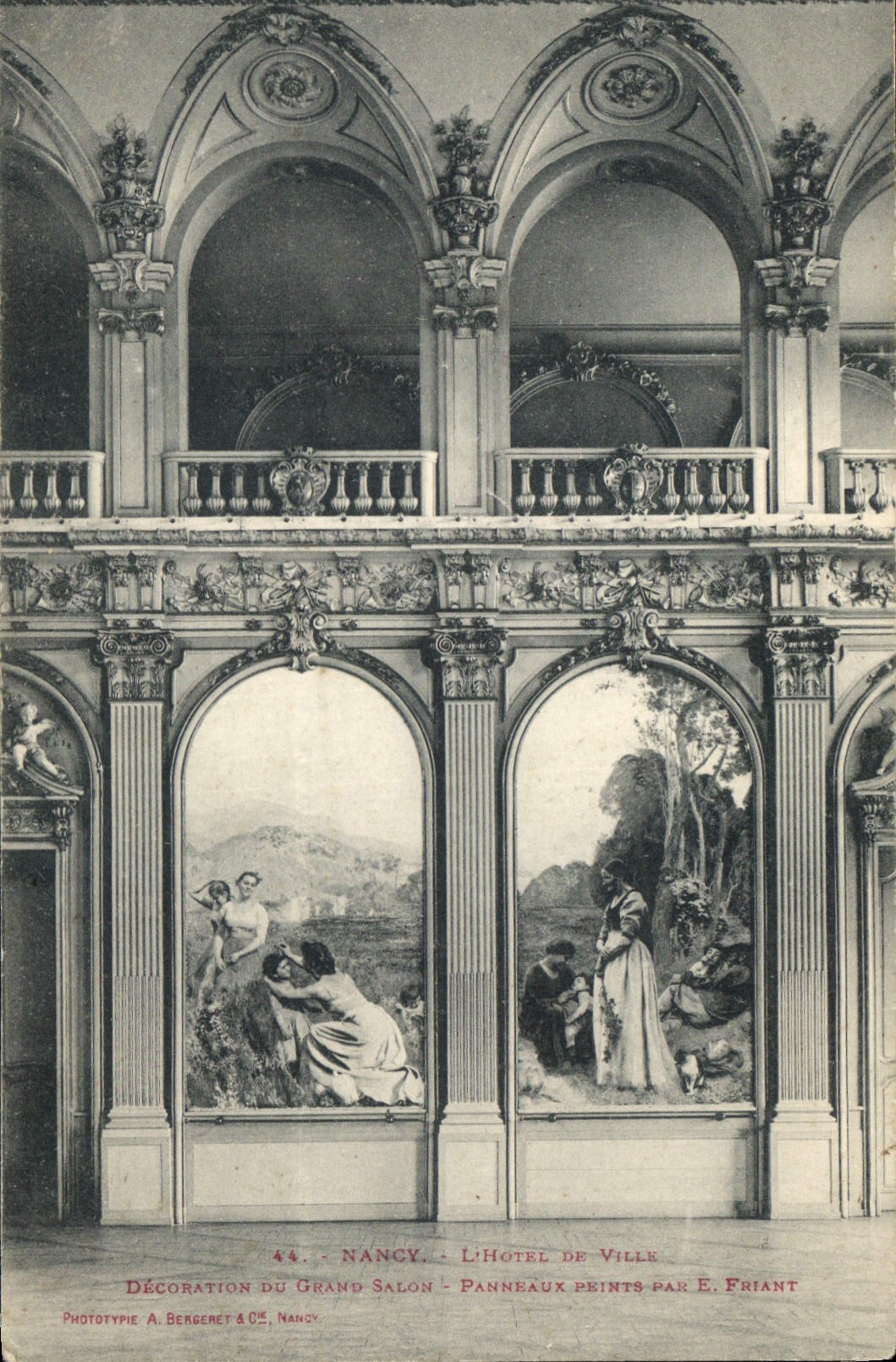 Nancy - L'Hôtel de Ville - Décoration du Grand Salon - Panneaux peints par E. Friant