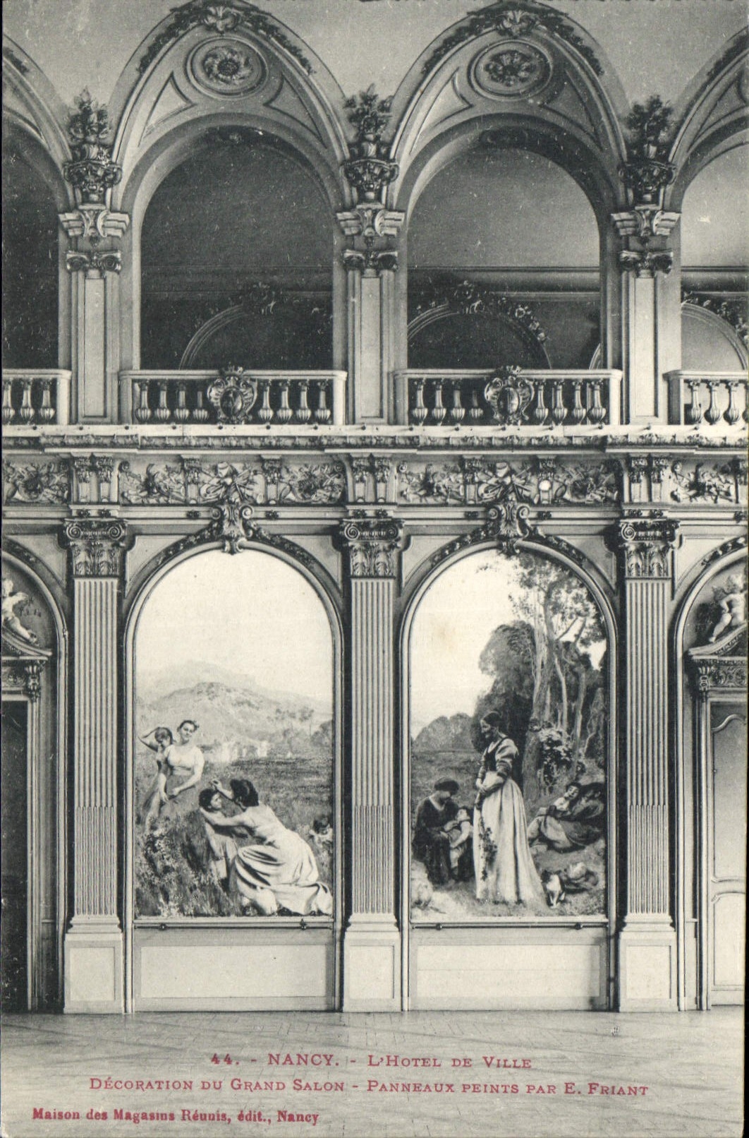 Nancy - L'Hôtel de Ville - Décoration du Grand Salon - Panneaux peints par E. Friant - Maison des Magasins Réunis, édit. Nancy