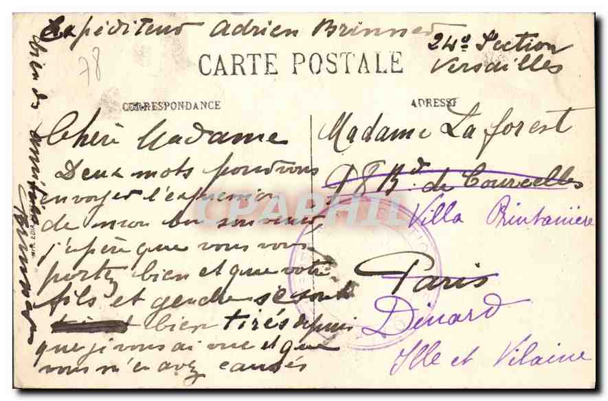 CPA Palais de Versailles a vol d'oiseau  — Verso