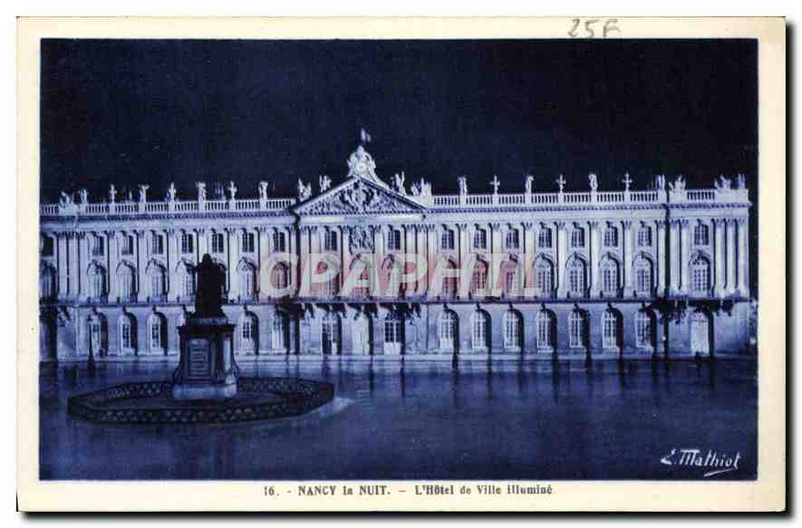 CPA Nancy la Nuit L'Hotel de Ville Illumine 