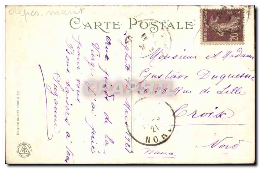 CPA Notre Dame de Laghet  — Verso