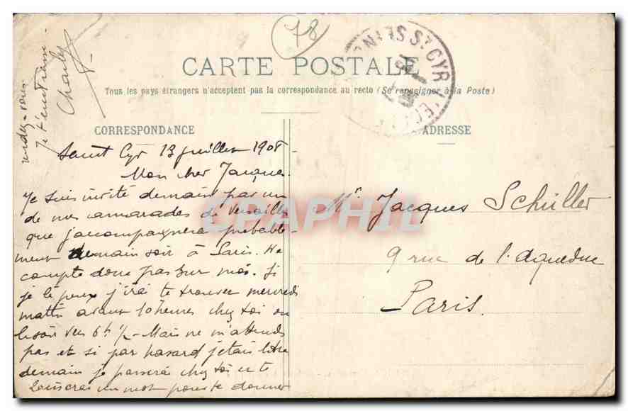 CPA Palais de Versailles galerie des batailles  — Verso