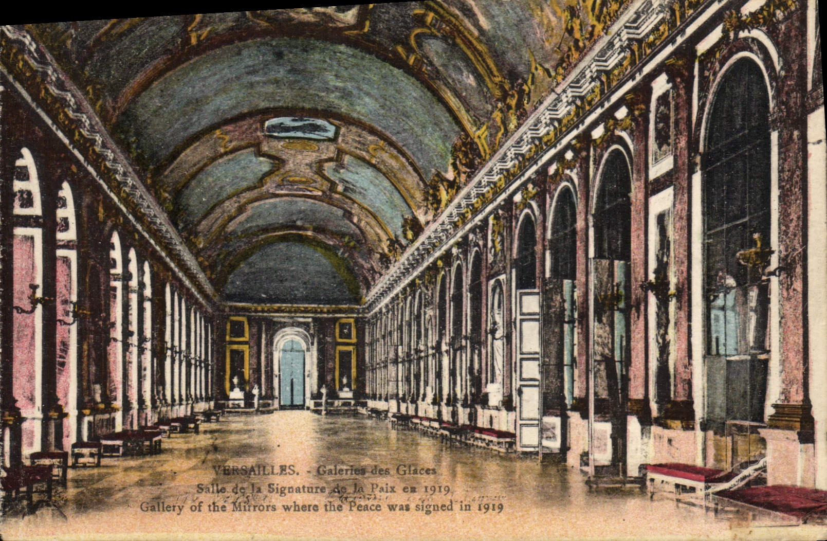 Versailles - Galeries des Glaces - Salle de la Signature de la Paix en 1919